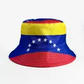 Reversible bucket hat featuring the Venezuela flag with stars and triple-color design - Venezuela Yellow Blue Red Colorblock Stars Style