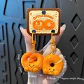 Cute resin bread bunny keychain set with orange donut and pretzel charms in variant color - Bread Partners / SKU Price for One Pair