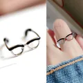 Vintage silver snake ring with creative spectacle design and adjustable open frame - Silver Eyeglasses Style (1)