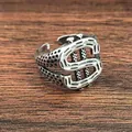 Retro hip-hop style silver open ring featuring a bold dollar sign symbol in matte finish - Vintage Dollar Sign Style (7)