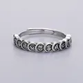 Vintage silver adjustable snake ring with embossed Chinese characters for good luck - Blessing 'Wishes Come True' Style (10)