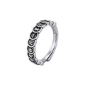 Vintage oxidized S925 silver snake ring with engraved Chinese fortune characters - Prosperity Blessing Style (9)