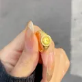 Unique gold watch-style ring with sparkling white crystals and link bracelet texture - Gold Dial Diamond-Set Watch Style (18)