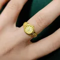 Creative watch-shaped ring in golden finish featuring a detailed dial and textured band - Golden Watch Shape Style (19)