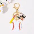 Creative baseball themed golden keychain with LOVE pendant and mini bat charm for sports fans - Gold Baseball Bat Word Heart Style
