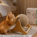 Wooden cat scratching ball toy with sisal rope, 17.5x17x16cm, 12cm ball diameter - Windmill Scratching Ball Large