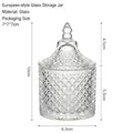 Modern embossed glass candy jar with rhombus pattern and pointed lid, 10cm height - Mini Roman Storage Jar (TG039)