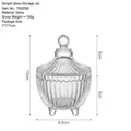 Vintage transparent glass storage jar with vertical relief texture and spherical lid handle - Tripod Striped Storage Jar (TG025B)