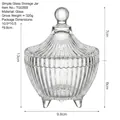 French vintage relief glass storage jar with three-leg base and round handle lid - Tripod Striped Storage Jar (TG026B)