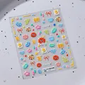 3D-Relief-Nagelaufkleber TS-3784 mit bunten Knopf-Graffiti- und Schleifen-Designs - TS-3784 Button Graffiti
