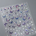 Selbstklebende Schmetterlings-Nagelaufkleber mit irisierendem blau-violettem Hologramm-Effekt - Schmetterling Stil (M-518)