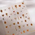 Stickers à ongles dorés en relief avec motifs papillon ambré et étoiles modèle M-550 - Style Gemme Princesse (M-550)