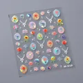 Holographic retro floral nail art sticker M-519 with rose and frame pattern - M519 Retro Holographic Flower