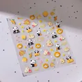 3D embossed panda nail art sticker MN-400F with cute animal and star patterns - 3D Relief Panda Rabbit Fireworks Style (MN-400F)