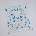 Blue and silver metallic butterfly nail art stickers sheet with holographic effect - Ice Blue Laser Butterfly (M-662)