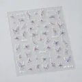 Self-adhesive 3D nail sticker M-634 featuring purple holographic butterflies and stars - M-634