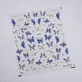 Nagelstickers met blauwe en zilveren vlinders, metallic afwerking M-665 - Blauwe Vlinder Gouden Stempel Stijl (M-665)
