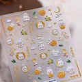 Adesivi per unghie 3D con coniglietto d'oro e rilievo bianco per la festa di metà autunno - Simpatico Coniglio Metà Autunno - Nuovo Rilievo