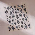 Holografische laser nagelstickers met zwart-witte vlinder- en bloempatronen M-707 - Vlinder Bloem Laser Stijl (M-707)