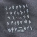 Floral nail art stickers with white flowers and butterflies model TS-3820 design - Flower Whisper (TS-3820) / Silver