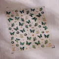 Blaugrüner Nagelaufkleber mit Schmetterlings- und Blumenmuster und Goldglitzer - Grüner Goldrand Schmetterling Stil (M-670)