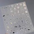 5D silver Christmas nail art stickers TL-256 with snowflakes and tree patterns - Christmas Series Colorful Silver (TL-256)