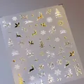 5D embossed Christmas nail stickers with gold reindeer and white snowflakes FL-257 - Christmas Series Bronzing Gold (TL-257)