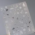 Silver metallic Christmas nail stickers with reindeer, snowflake, and star motifs TL-258 - Christmas Series Silver Stamping (TL-258)
