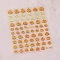 3D-Relief Halloween-Nagelaufkleber mit orangefarbenen Kürbissen und grünen Gesichtern - M-743-heißes Silber+gelee