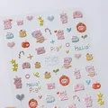 Adesivi per unghie 5D a rilievo con simpatici maialini rosa e motivi di dolci misti - Stile Maialino Carino in Rilievo (MN-408F)