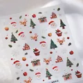 3D Weihnachts-Nagelaufkleber mit Weihnachtsmann, Rentier und Schneeflocken in Reliefoptik - Warmes Weihnachten (TS-3867)