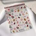 Weihnachts-Nagelsticker TS-3865 mit geprägten Retro-Bären, Bäumen und Lebkuchenmann - Retro Weihnachtsbär (TS-3865)