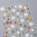 Silberne Weihnachts-Nagelaufkleber mit Tannenbäumen, Schneeflocken und Glitzereffekt - M-737 Weihnachtsthema Silberprägung (M-737-烫银+果冻)
