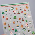 Christmas nail art stickers featuring Santa and Snowman with silver foil detailing - M-763 Colored Gold Style