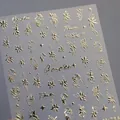 Adesivi per unghie 3D dorati con motivi floreali da giardino e decori a foglie - Stile Floreale 3D Oro (M-786)