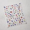 3D-Nagelaufkleber M-348 mit bunten Reliefblumen und schillerndem Hologramm-Finish - Fünfblättriges Blumen-Stil (M-348)