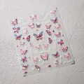 Holographic 5D laser butterfly nail stickers with pink and purple glitter designs - M347