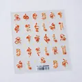 Autocollants nail art serpent du zodiaque chinois avec motifs floraux rouges - TS-3901 Serpent Doré