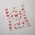 3D relief nail art stickers featuring red and white butterfly designs with bead chains - Ts-3661 Butterfly Returns - New Relief