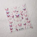 5D embossed butterfly nail art stickers with pink and blue gradient floral patterns - Pink Blue Purple Butterfly Embossed Style (TS-3664)
