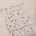 Selbstklebende Schmetterling-Nagelsticker in Pastellblau und Rosa mit Laser-Effekt TL-179 - 3D Schmetterling Strass Stil (TL-179)