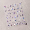 Adesivo per unghie 3D a farfalla M-401 con sfumatura iridescente blu e viola lucido - M-401 Frammenti di Vetro Trasparenti