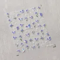 Pegatinas holográficas para uñas con mariposas y flores con acabado láser irisado M-403 - Mariposa Azul Púrpura Flor (M-403) / Láser Fragmentos de Vidrio Transparente