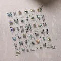 Holografische Schmetterling und Blumen Nagelaufkleber mit Laser-Effekt Modell M-382 - Transparentes Glasfragment Holografischer Stil (M-382)