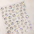 Holografische 3D Herz und Kreis Nagelsticker Modell M-388 mit Laser Effekt - Laser Geschnittener Edelstein Stil (M-388)
