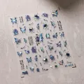 M-400 3D-Nagelaufkleber mit Schmetterlingen und Rosen im Laser-Design - Blauer Schmetterling Rose Holografischer Stil (M-400)