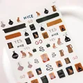 Autocollants 3D pour ongles chat vintage aux tons marrons et motifs décoratifs - Style de Chat Rétro TK-009 (TK-009)