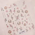 3D-geprägte Nagelaufkleber mit Pfirsichblüten und Kalligraphie-Design TS-3735 - Tao Li Chun Feng Geprägter Stil (TS-3735)