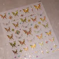 Golden butterfly nail art sticker with floral patterns and luxury metallic finish M-488 - Butterfly Star Moon Embossed Style (M-488)