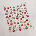Stereo strawberry nail art stickers with glitter effects and silver flower patterns - Strawberry Theme (M-494)